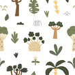 Cute seamless pattern with palm trees. Vector illustration for baby print, clothes and bedding.