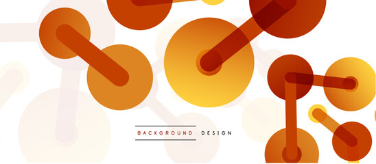 Wall Mural - Line points connections geometric abstract background. Circles connected by lines. Trendy techno business template for wallpaper, banner, background or landing