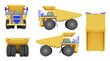 Set of haul trucks mining loader the machine of the mining isolated on background.Vector illustration