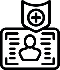 Sticker - Patient secured icon outline vector. Medical card. Health patient