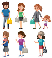 Wall Mural - Set of cartoon character shopping