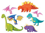 Fototapeta Pokój dzieciecy - Set of dinosaur cartoon character