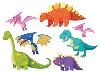 Wall Mural - set of dinosaur cartoon character
