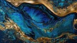 abstract background, swirl watercolor marble with swirl and flow in spring season color palette, colorful galactic cobalt blue gold, Generative Ai