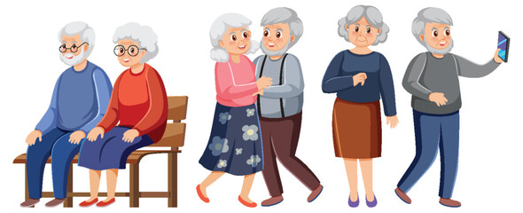 Wall Mural - Set of old people characters