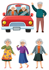 Wall Mural - Set of old people characters
