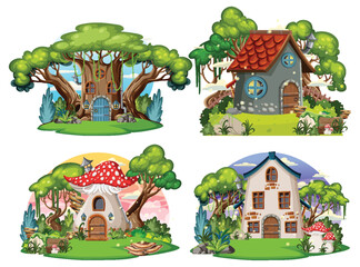 Wall Mural - Set of fairy tale house isolated