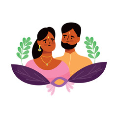 Poster - indian couple with purple leaves