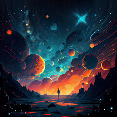 Wall Mural - planets in space made by Generative AI