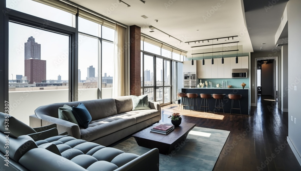 Illustration of Contemporary Textured Penthouse Lofts In City Center