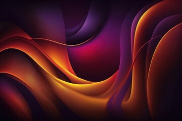 Poster - abstract background with smooth lines in orange, purple and yellow colors. Generative AI