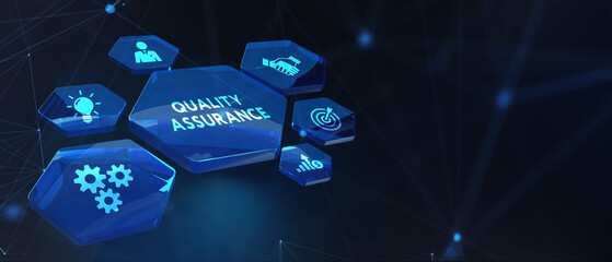 Wall Mural - Business, Technology, Internet and network concept. Quality Assurance service guarantee standard.  3d illustration