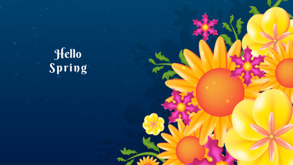 Dark blue nature spring Background vector