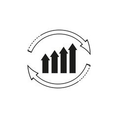 icon with circular arrows graph. Vector illustration.