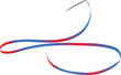 rhythmic gymnastics colored ribbon, red-blue outline on white background, vector illustration