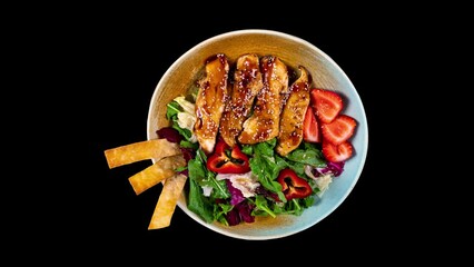 Wall Mural - chicken with teriyaki sauce on an isolated white background