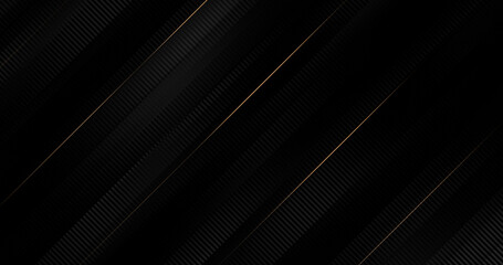 Wall Mural - Black luxury background with golden diagonal stripes. Dark elegant dynamic abstract BG. Trendy geometric grey gradient. Universal minimal 3d sale modern backdrop. Amazing shine deluxe lines template