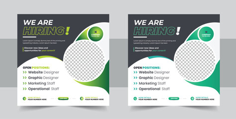 We are hiring job position square banner or social media post, Vacancy banner design finds a job, We are hiring banner, web banner, background template