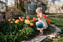 Child in garden on Easter egg hunt