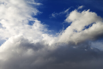 Wall Mural - Blue sky with clouds at sun winter day