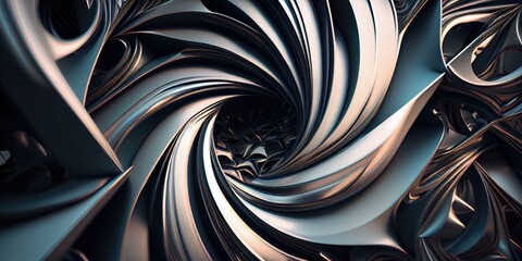 Wall Mural - abstract swirly metal fractal background. generative ai