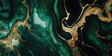 Gold And Green Marble Stone Textured Background Wallpaper. Generative AI