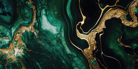 Wall Mural - gold and green marble stone textured background wallpaper. generative ai