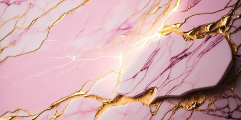 Wall Mural - gold and pink marble stone textured background wallpaper. generative ai