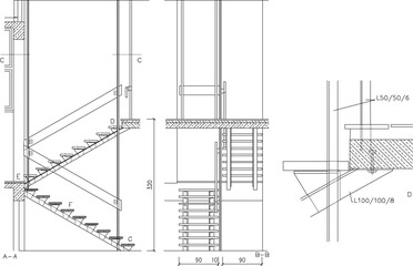 Wall Mural - sketch vector illustration detail of house stairs