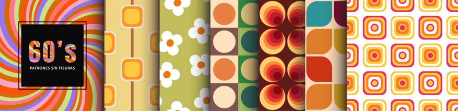 colección de los años 60 de patrones impecables para papeles pintados, proyectos gráficos, textiles 