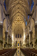 New York, USA - April 23, 2022: Interior of the St. Patrick's Cathedral in Midtown Manhattan. It's a decorated Neo-Gothic-style Roman Catholic cathedral church