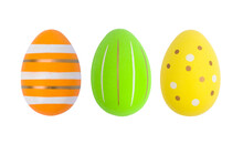 A Set Of Easter Eggs With Different Colors Isolated On White Background