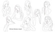 © MOKSH the studio - Minimal Woman Handrawn Monoline Lineart Vector Illustrations