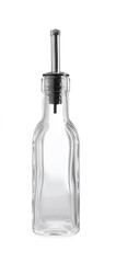 Wall Mural - Empty glass bottle with pump for oil on white background