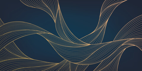 vector abstract luxury golden wallpaper, wavy line art background, dynamic ribbons. line design for 