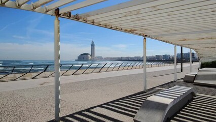 Wall Mural - Hassan II mosque from the walk alley. Casablanca, Morocco