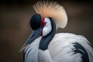 Wall Mural - Snapshot of a zoo dwelling red crowned crane (grus japonensis) in captivity. Generative AI