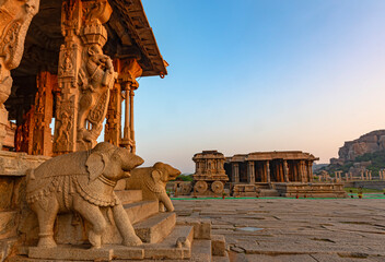 Wall Mural - Vijaya Vitthala temple in Hampi with stone charriot in the background