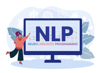 Aufkleber - Neuro-linguistic programming NLP vector illustration concept wit icons and keywords. Vector infographic illustration for presentations, sites, reports, banners