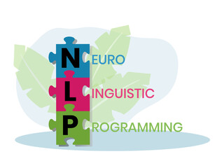 Aufkleber - Neuro-linguistic programming NLP vector illustration concept wit icons and keywords. Vector infographic illustration for presentations, sites, reports, banners