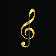 Black Gold, Musical Notes, Flat Icon, Vector, Template, Design