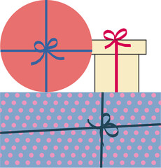Wall Mural - Three gift boxes of different colors and sizes