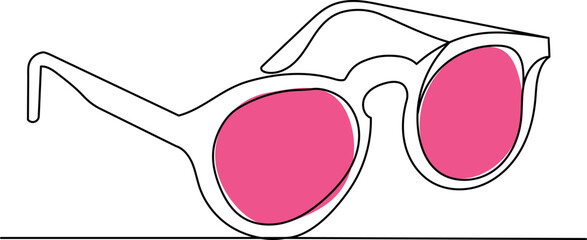 Poster - sunglasses line drawing on white background isolated, vector