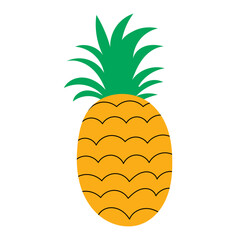 Wall Mural - pineapple in doodle style isolated vector