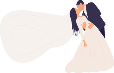 Wall Mural - bride and groom in flat style isolated