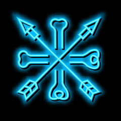 Wall Mural - bones and arrows boho neon glow icon illustration