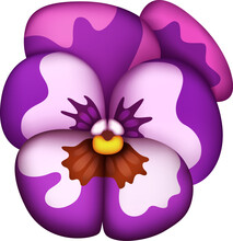 Violet Flower Vector Illustration, Single Fresh Flower Head