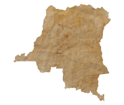 Fototapete - map of  Democratic Republic of the Congo on old brown grunge paper