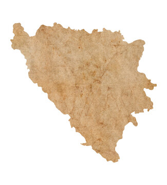 Fototapete - map of Bosnia and Herzegovina on old brown grunge paper