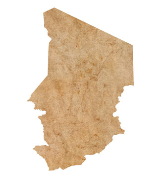 Fototapete - map of Chad on old brown grunge paper